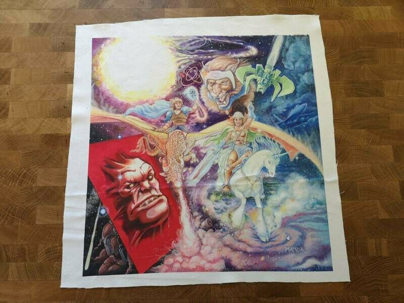 Manda's artwork printed on cloth