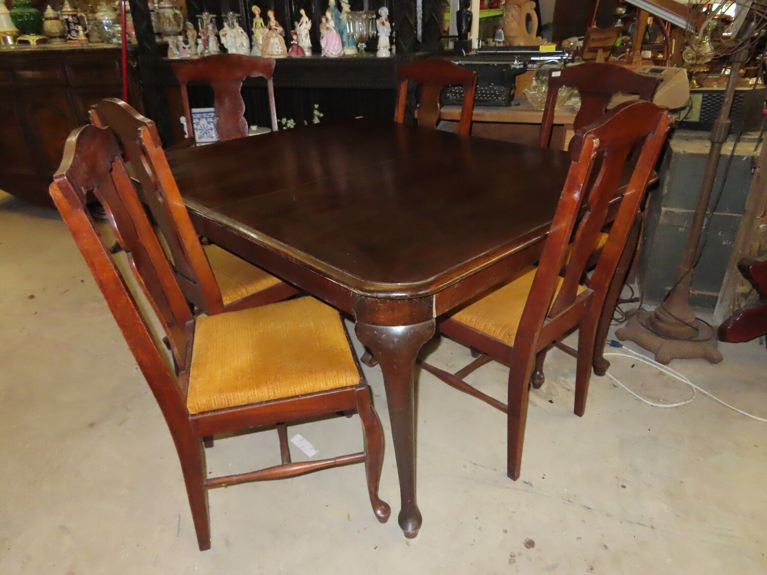 Antique Walnut Table & 6 Chairs