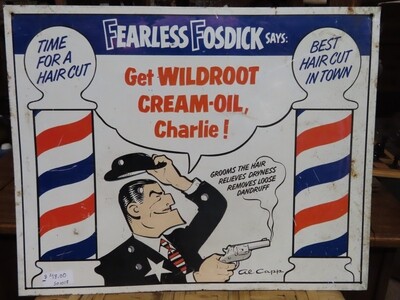 Vintage Fearless Fosdick Wildroot Hair Sign