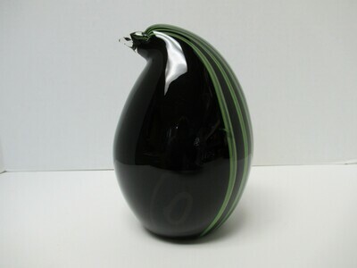 Green and Black Striped Murano Glass Penguin