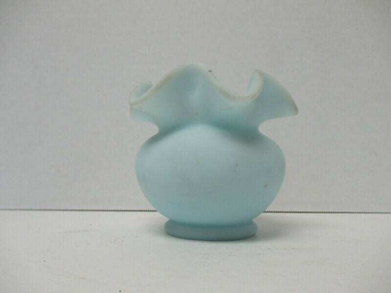 Aqua Satin Ruffle Edge Vase