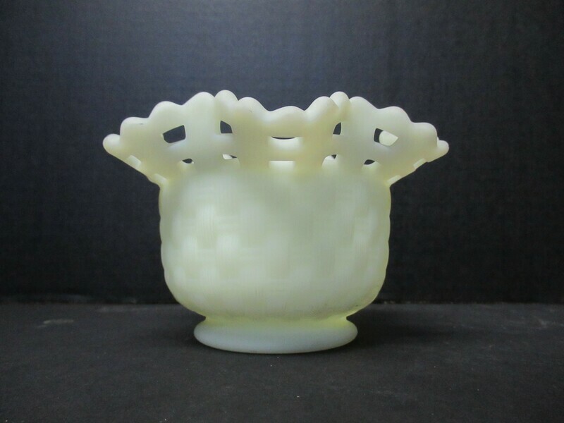 Custard Fenton Basket Weave Bowl