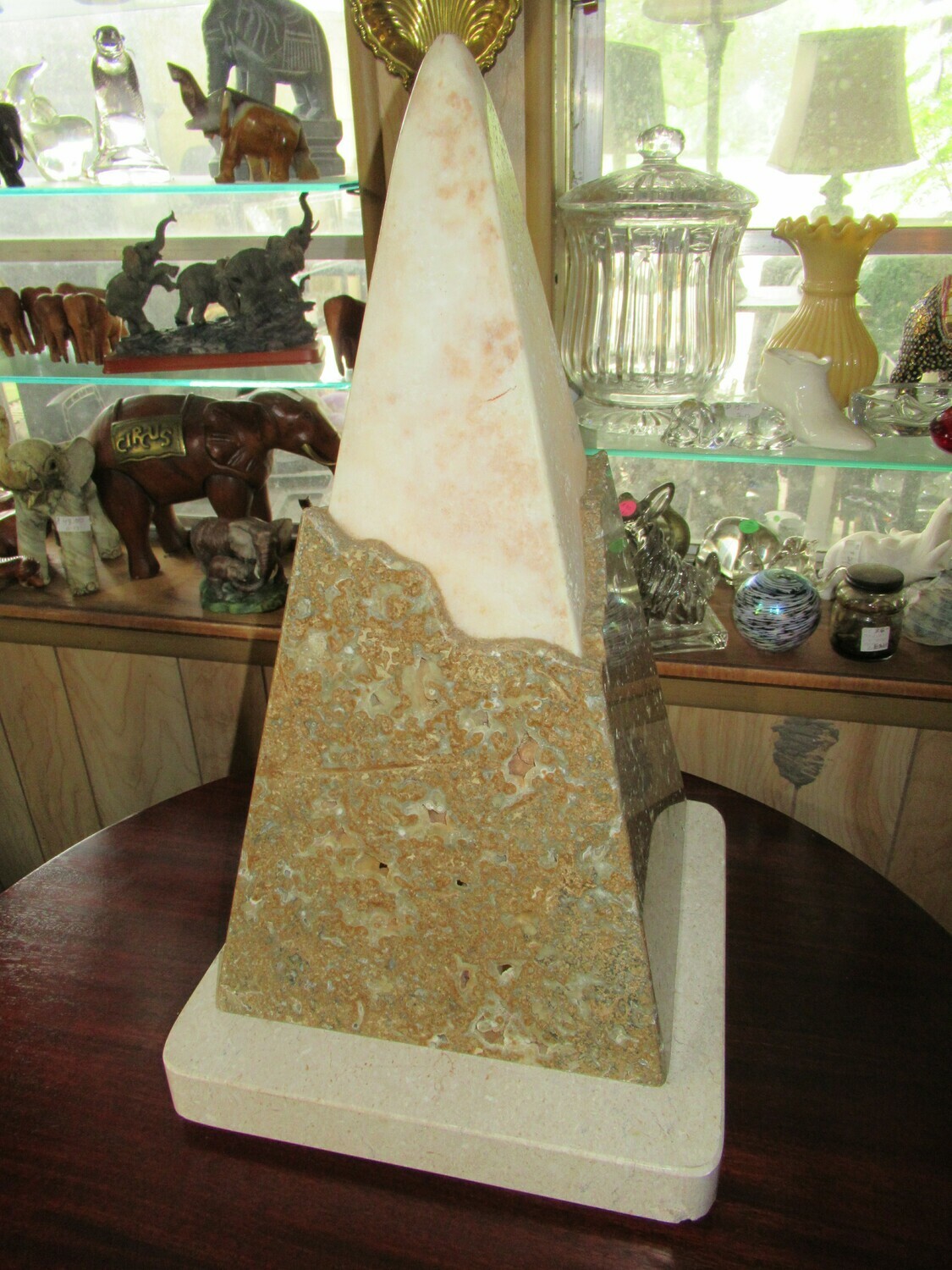 H. Rappaport Signed Exotic Stone Carved Lamp