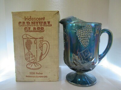 Carnival Glass Harvest Grape 2228 Pitcher Indiana Glass Co. with Box
