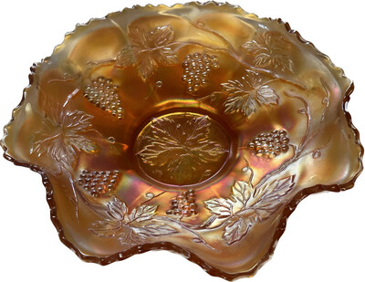 Fenton Vintage Grape Marigold Carnival Glass Bowl