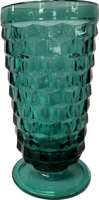 Vintage WHITEHALL Teal Green Iced tea glass 6” Tall made for Colony by Indiana Glass