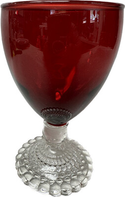 Anchor Hocking Bubble Footed Ruby Water Goblet 5.5”