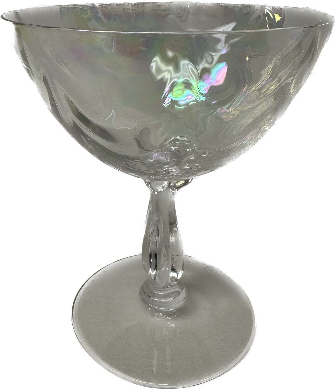 Shell Pearl by Fostoria Champagne Glass / Tall Sherbet 4.5” Loop Optic; Iridescent