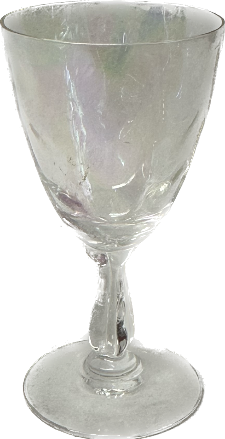 Shell Pearl by Fostoria Cordial Glasses 3.25” Loop Optic; Iridescent
