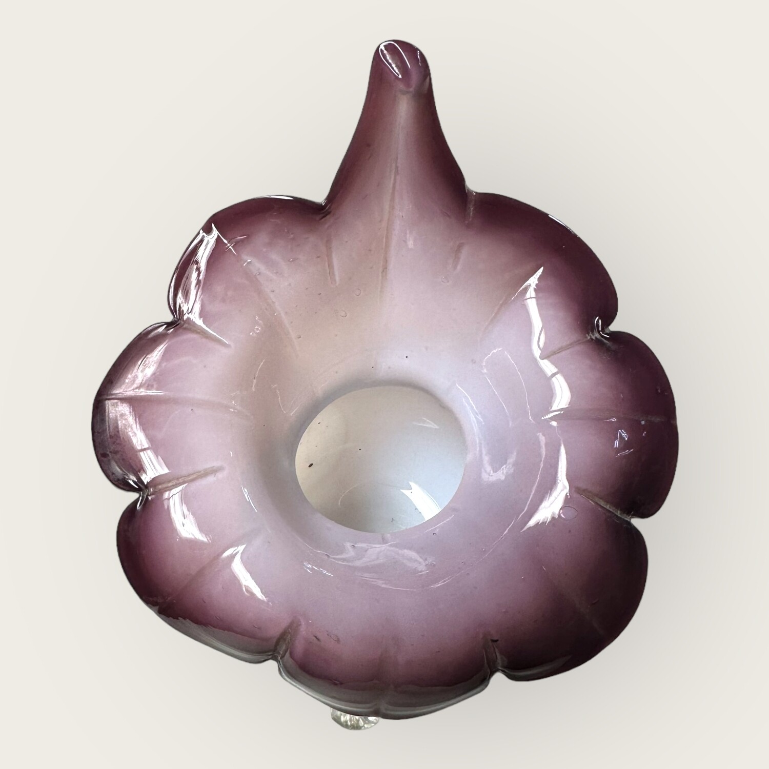 Antique Victorian Glass Jack in the Pulpit Vase purple to white with clear feet
