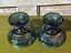 Pair Of Indiana Iridesent Blue Carnival Glass Grape Harvest Candlesticks Holder
