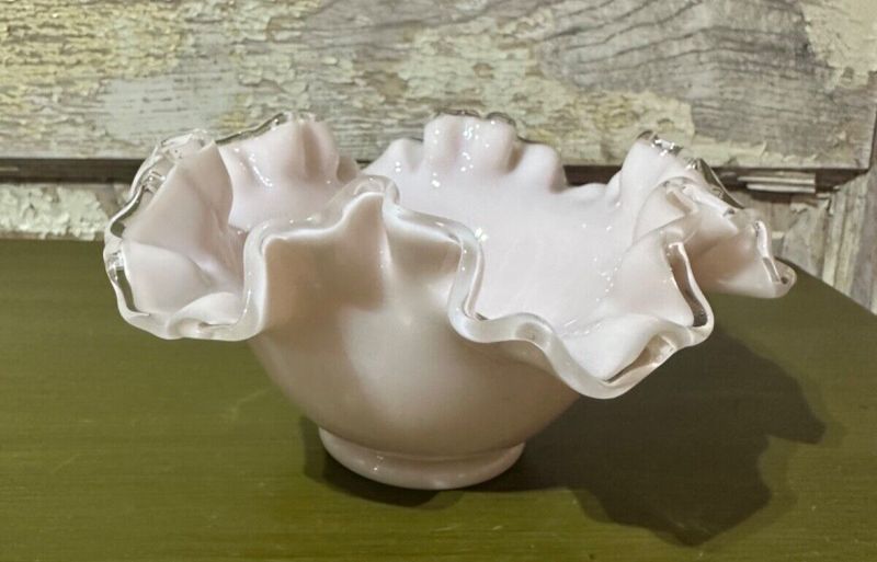Fenton Silver Rose Ruffle Bowl Candy Dish
