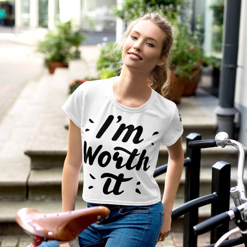 Im worth it All-Over Print Crop Tee
