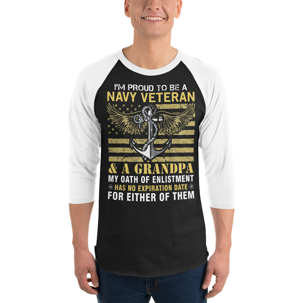 Navy Veteran 3/4 sleeve raglan shirt