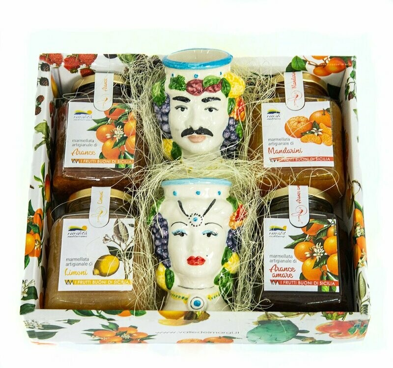 4 vasetti di marmellata da 314 g. e ceramica di Caltagirone