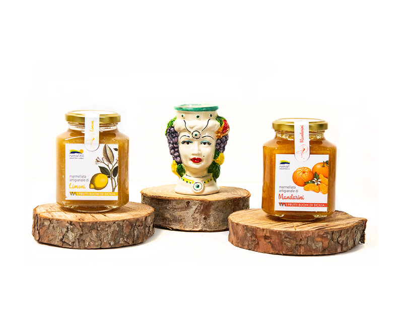 2 vasetti di marmellata da 314 g. e ceramica di Caltagirone