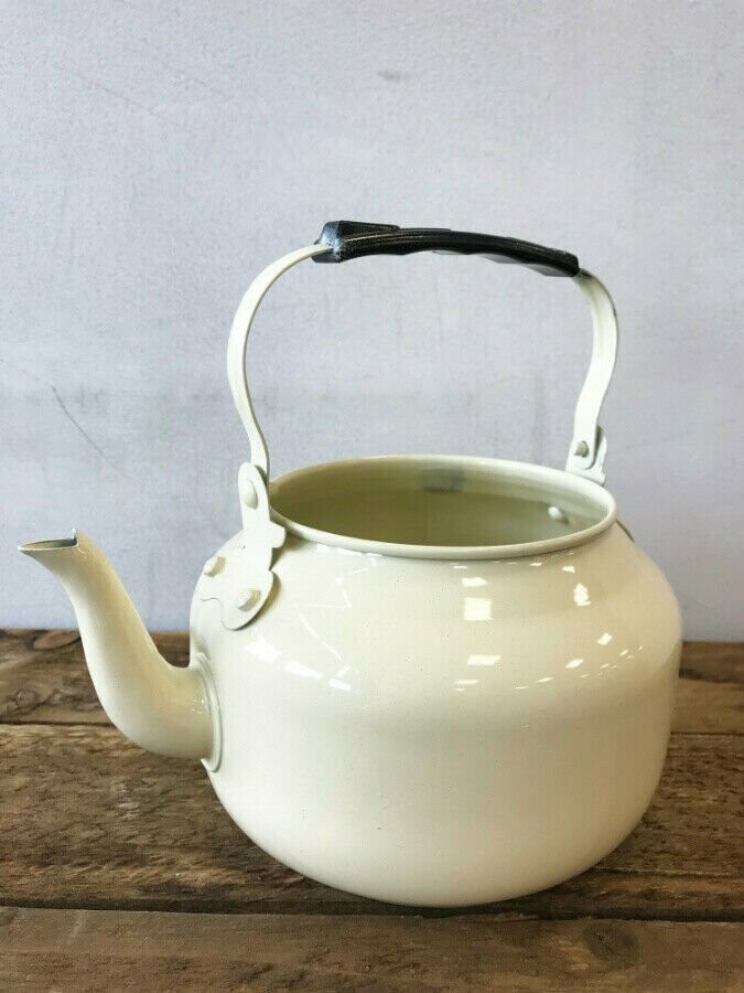 Cream Metal Tea Pot Kettle Indoor Planter