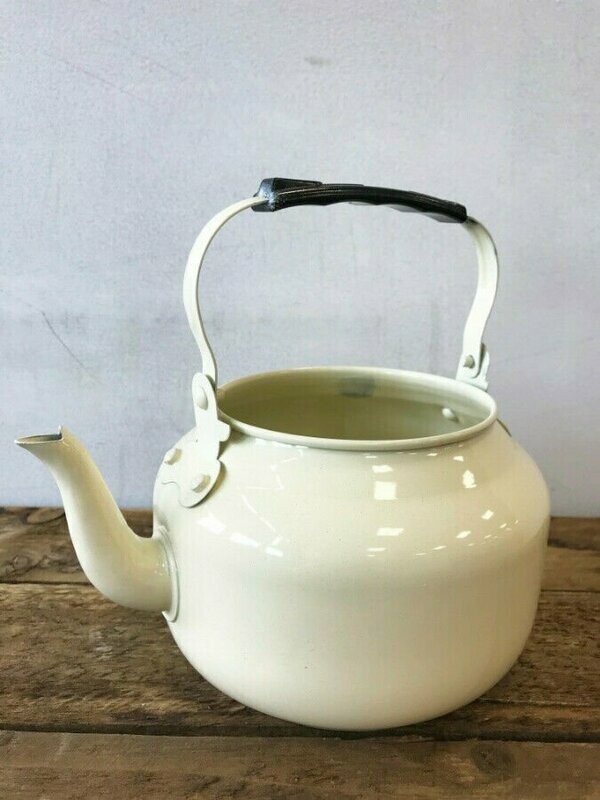 Cream Metal Tea Pot Kettle Indoor Planter