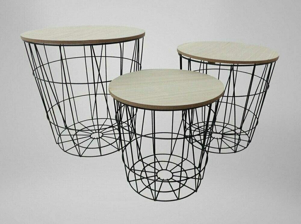 Set of 3 Industrial Scandi Style Metal Nesting Tables