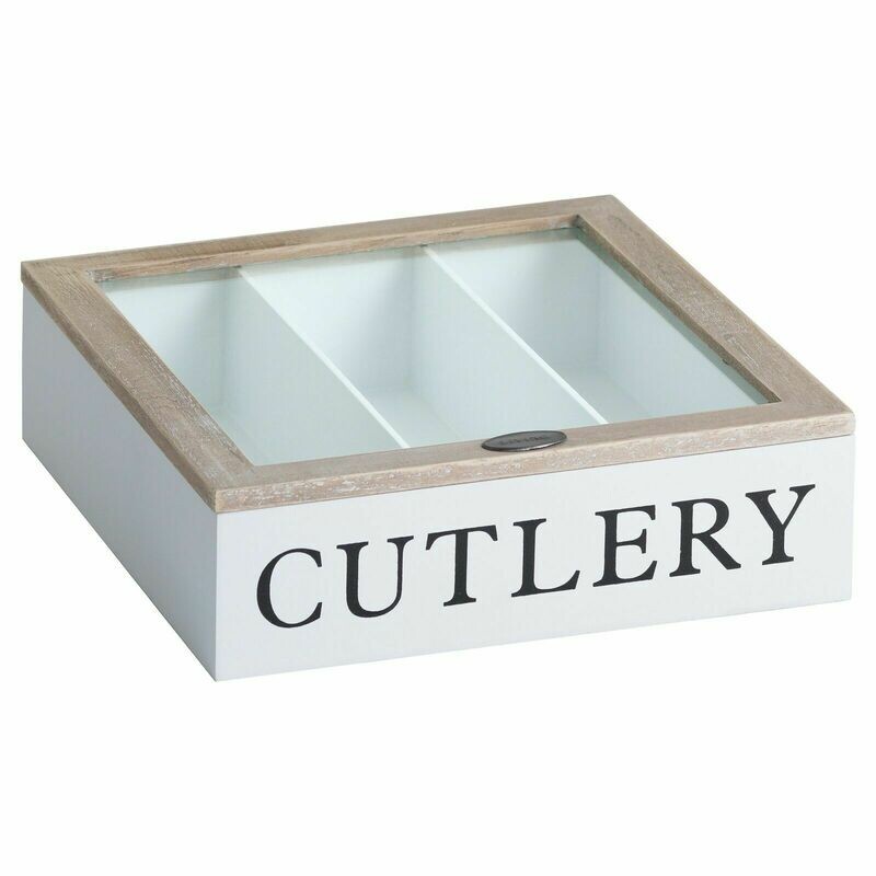 Shabby Chic style Wooden Cutlery Box.