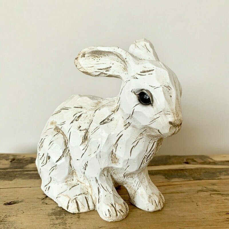 Grey & White Painted Rabbit Shelf Sitter