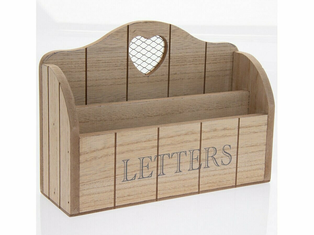 Natural Wooden Shabby Chic Letter Rack