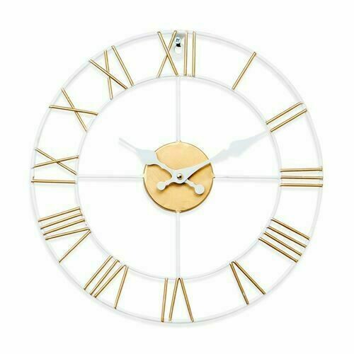 Shabby Chic White and Gold Roman Skeleton Clock