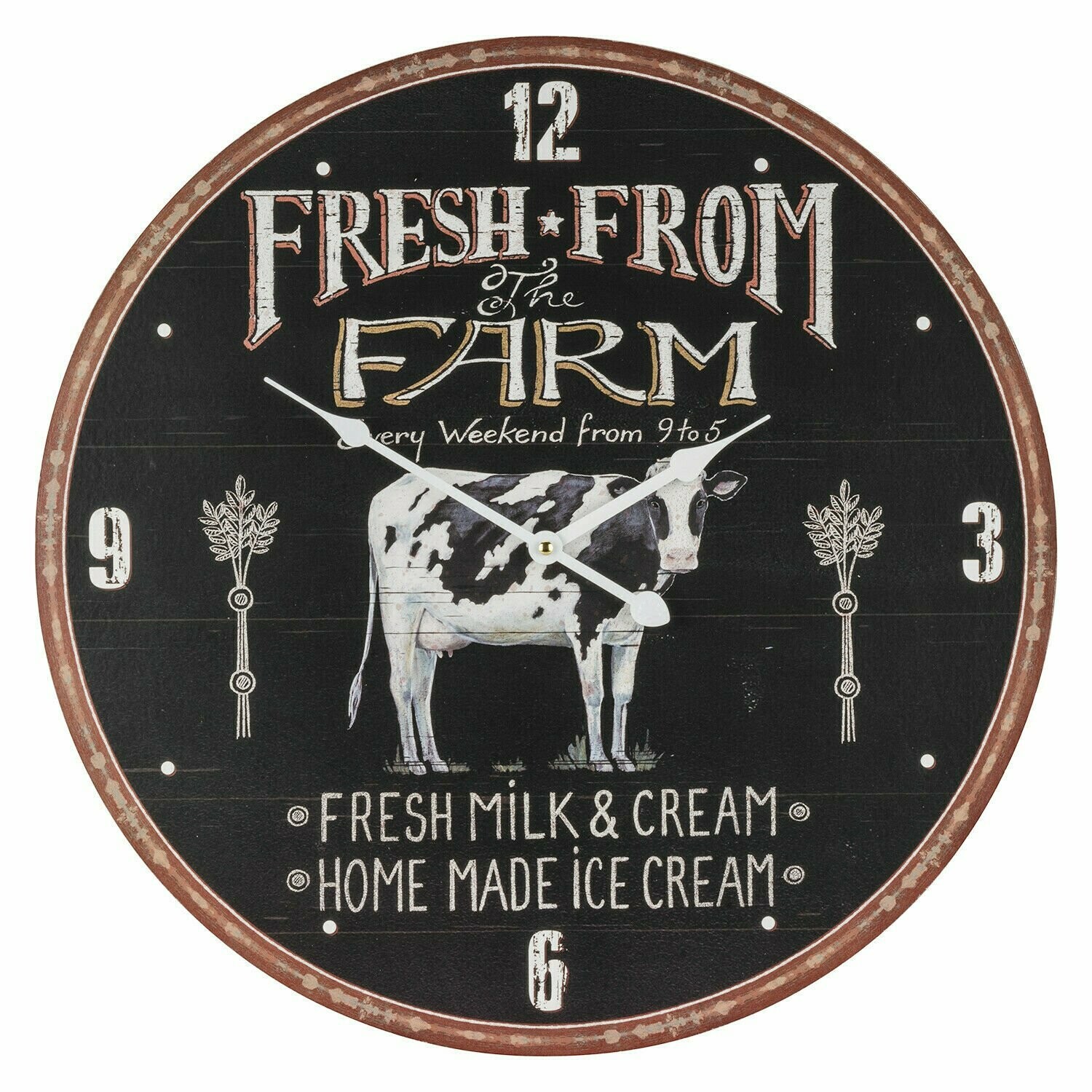Farmers Market Wall Clock Rustic Vintage Shabby Chic Style