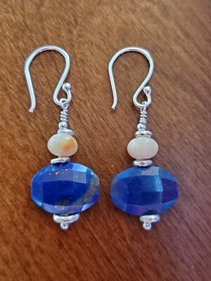 Faceted Lapis &amp; Walrus Earring