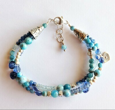 Apatite, Kyanite &amp; Blue Topaz Bracelet