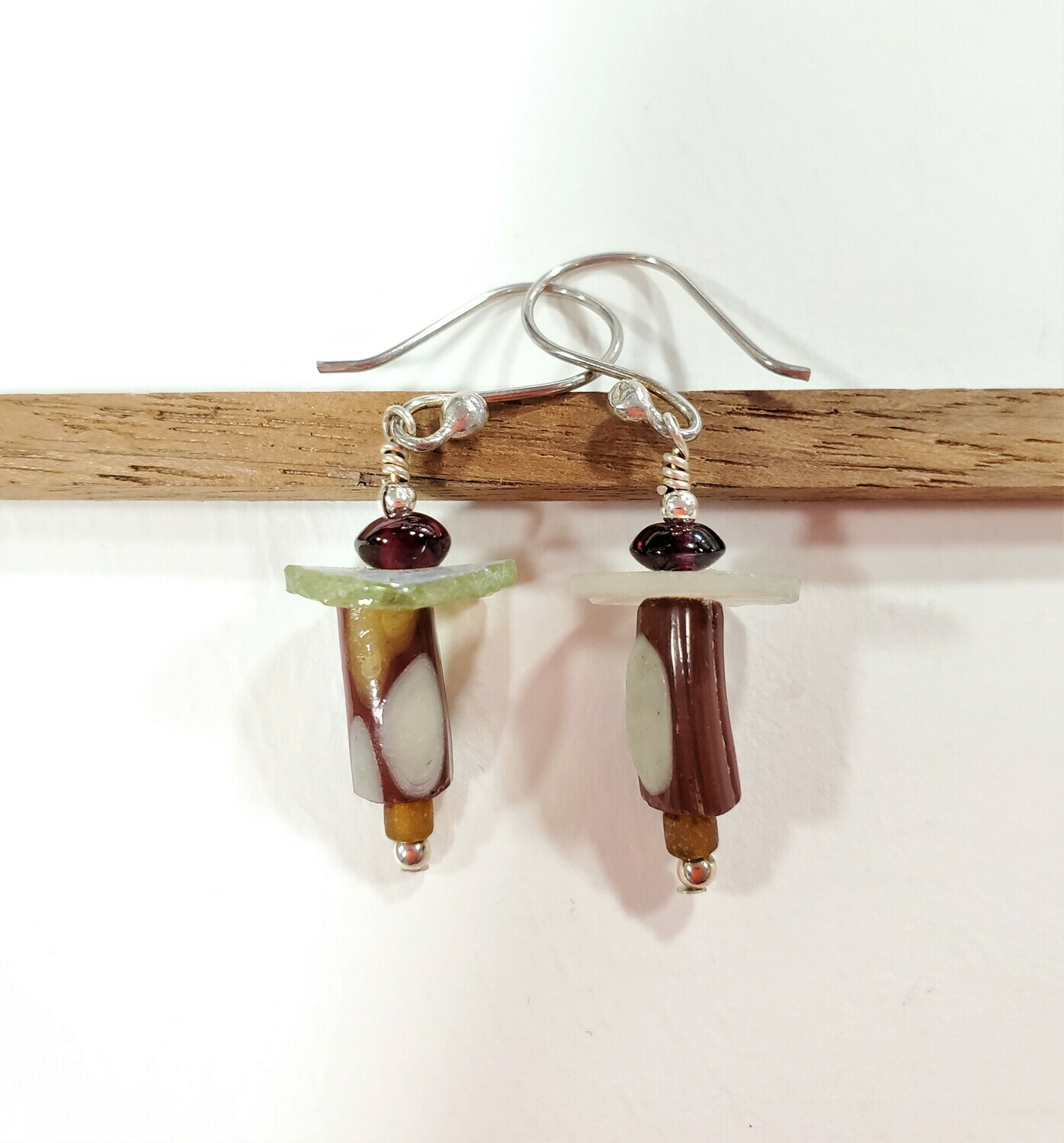Roman Glass &amp; Garnet Drop