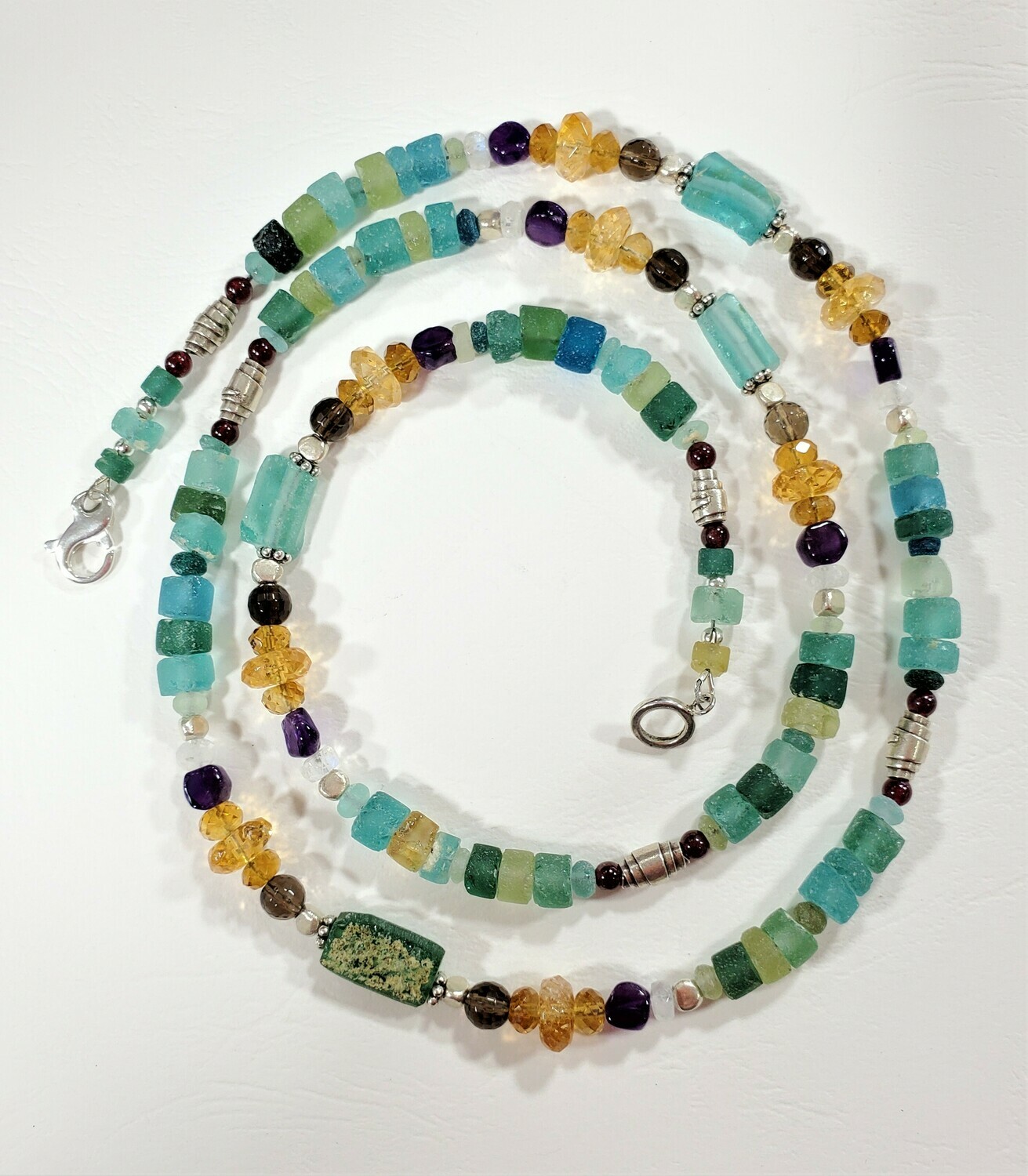 28&quot; Roman Glass &amp; Gemstone Necklace