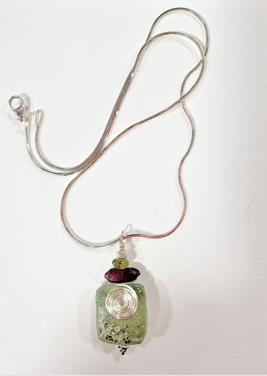 Roman Glass Green with Garnet