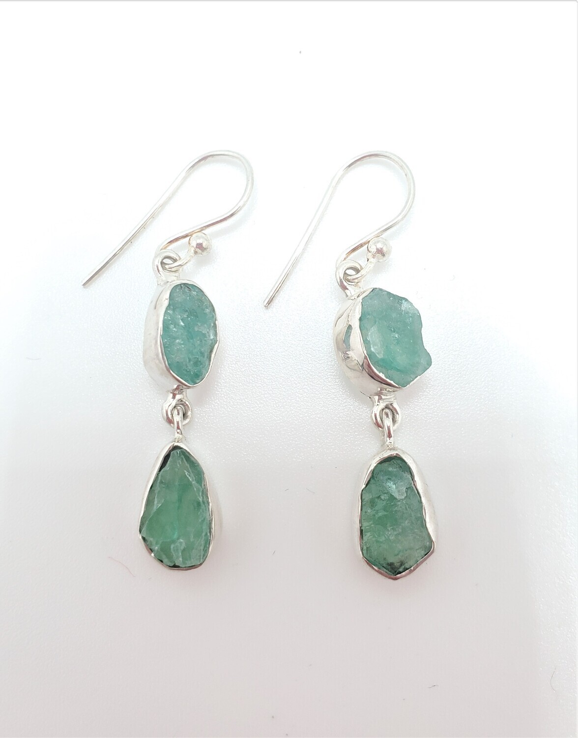 Raw Emerald Drop Earring