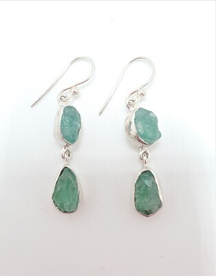 Raw Emerald Drop Earring