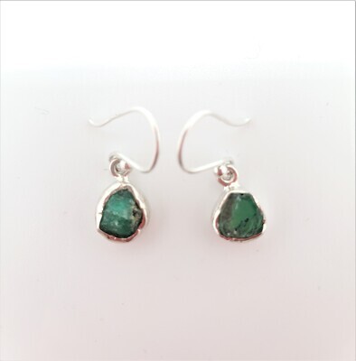 Small Raw Emerald Earring