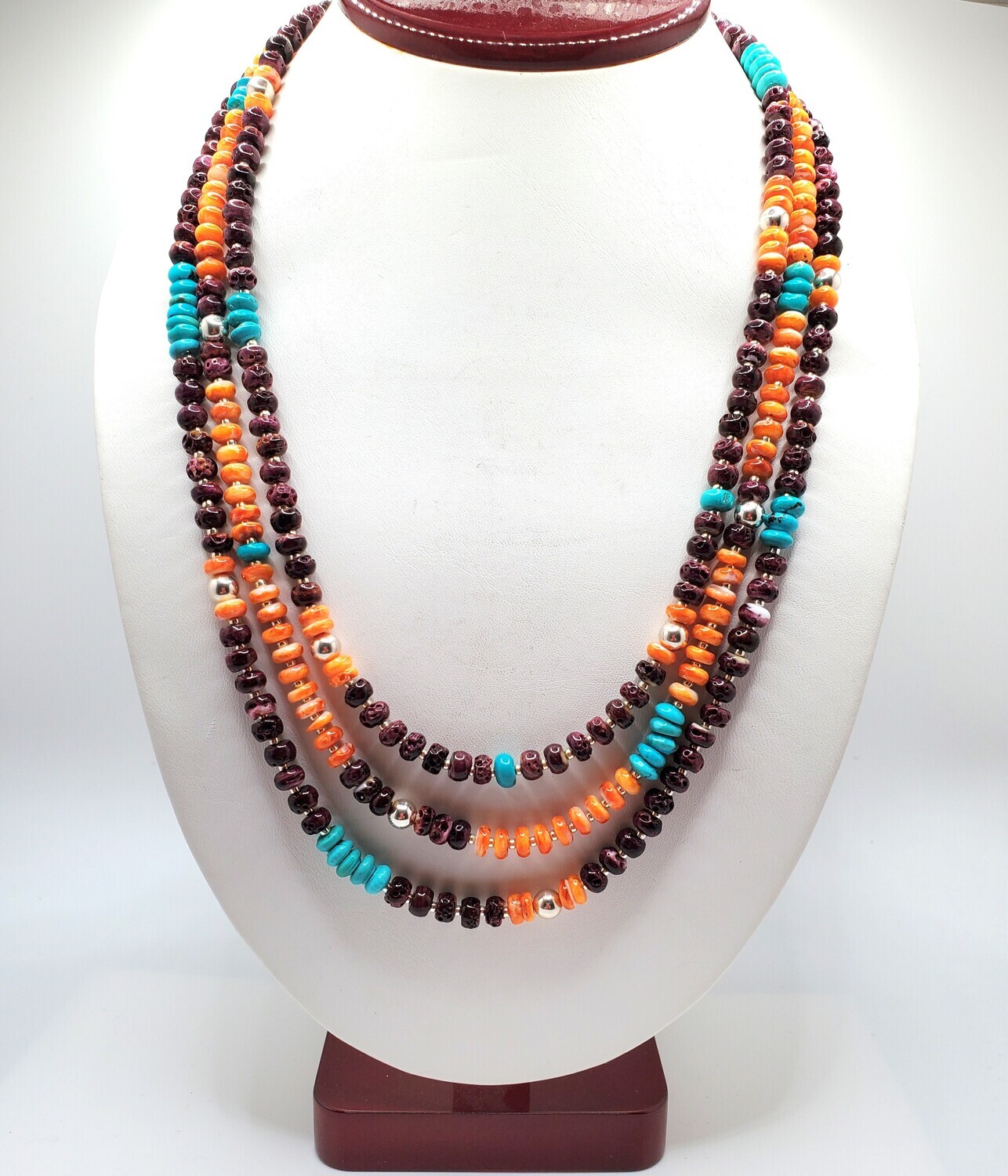 Spiny &amp; Turquoise 3 Strand Necklace