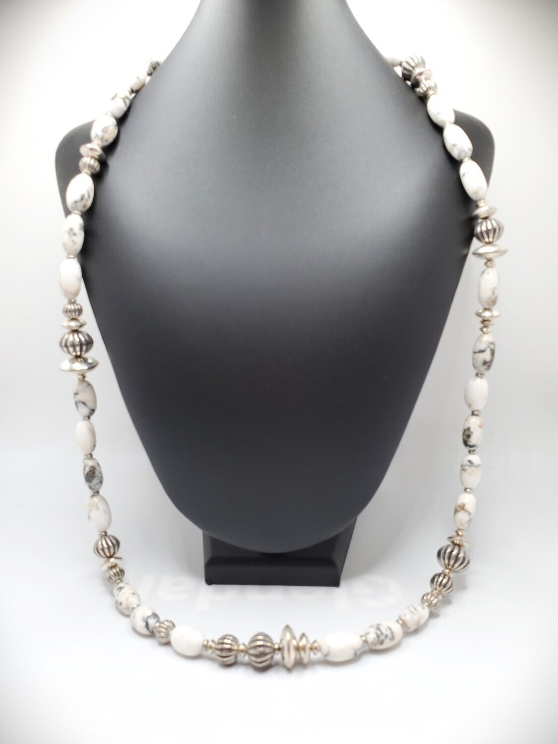 White Buffalo &amp; Bench Bead Necklace