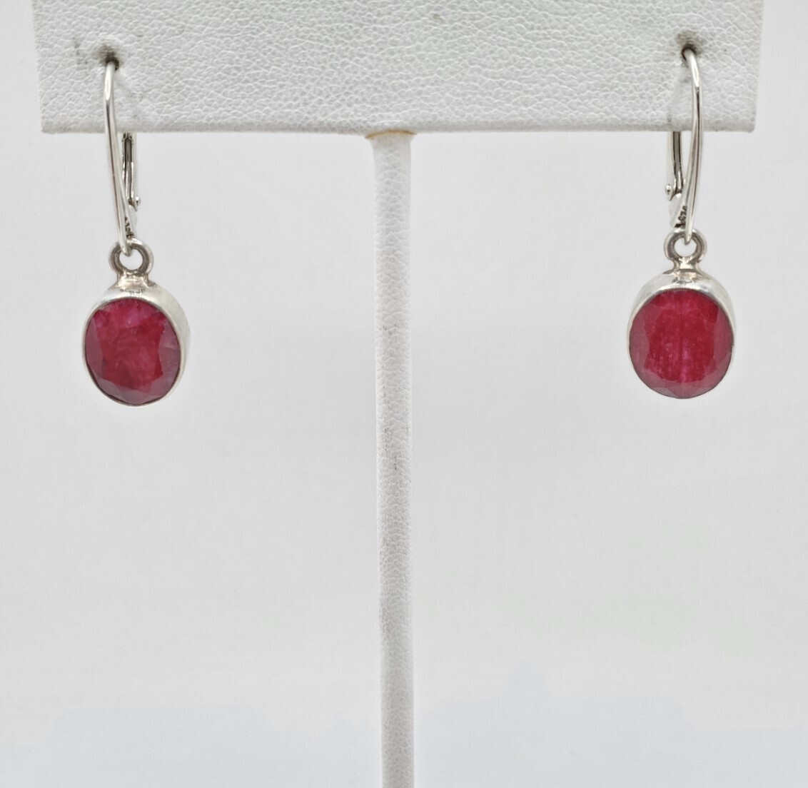 Raw Faceted Ruby Earring