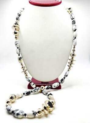 White Buffalo &amp; Bench Bead Necklace