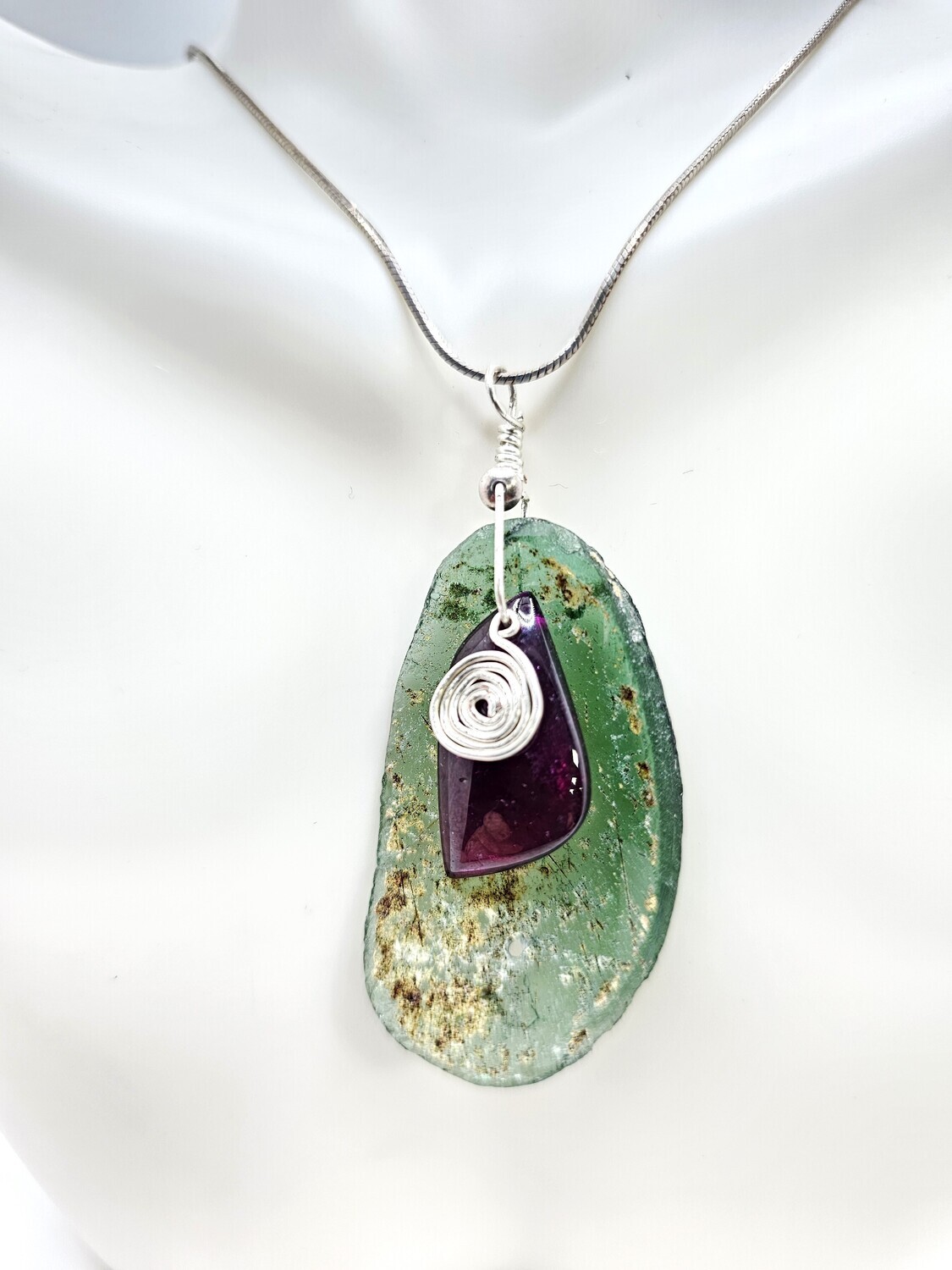 Roman Glass &amp; Garnet Necklace