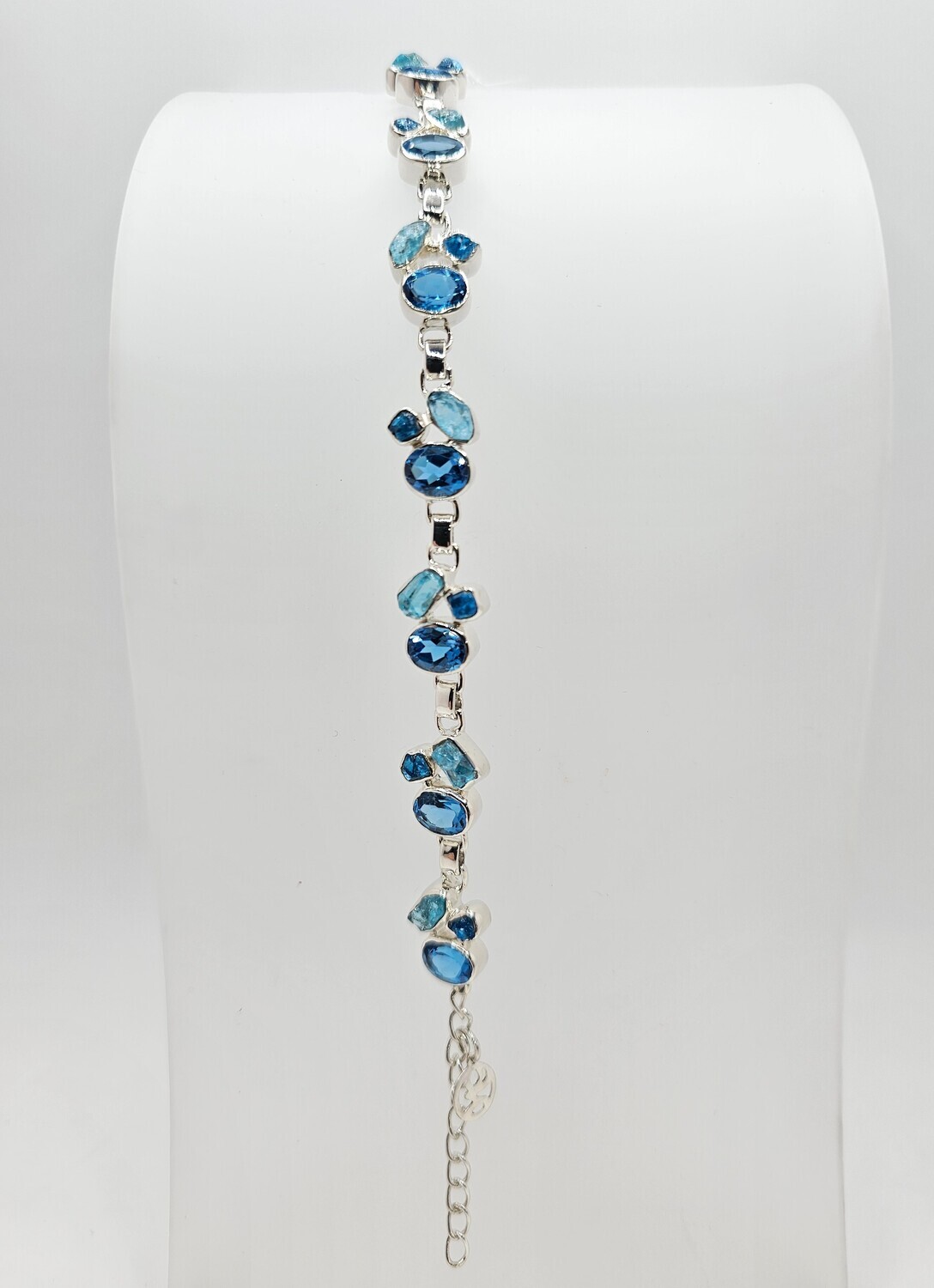 Swiss Blue Topaz and Raw Apatite Bracelet