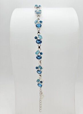 Swiss Blue Topaz and Raw Apatite Bracelet