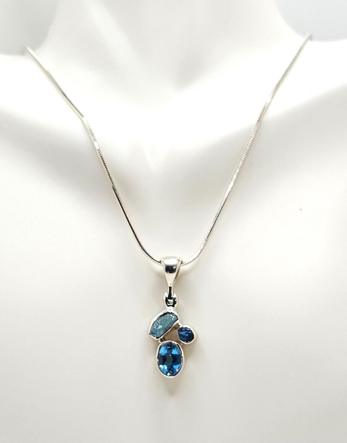 Swiss Blue Topaz Pendant with Apatite.