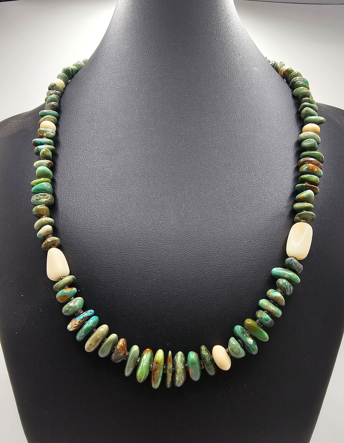 Green Kingman Turquoise and Mammoth Necklace