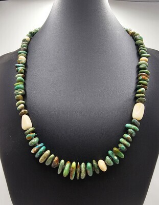 Green Kingman Turquoise and Mammoth Necklace