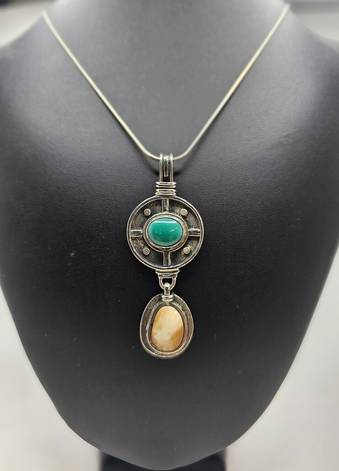 Walrus and Green Turquoise Pendant