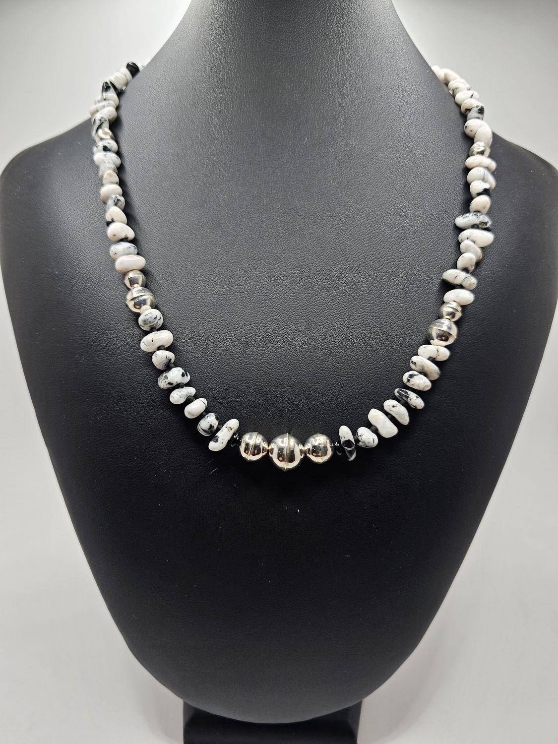 White Buffalo and Bench Bead Necklace