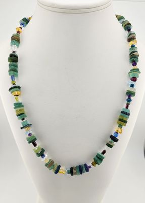 Roman Glass and Gemstone Necklace