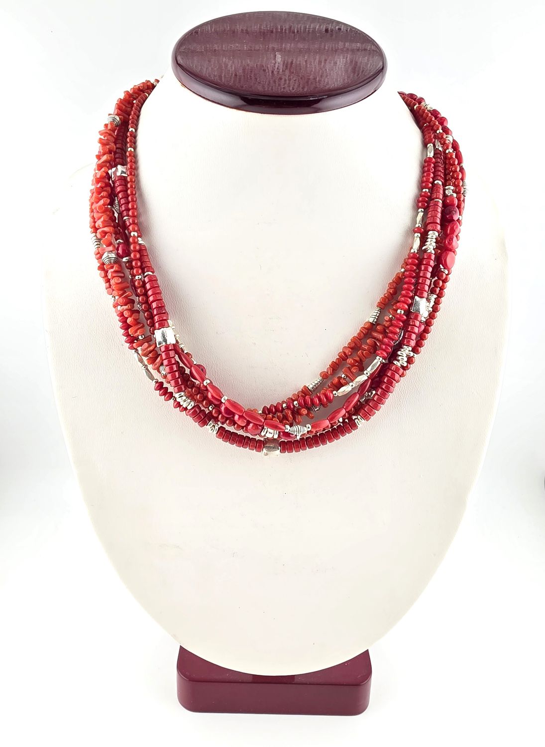 Coral Necklace with Silver